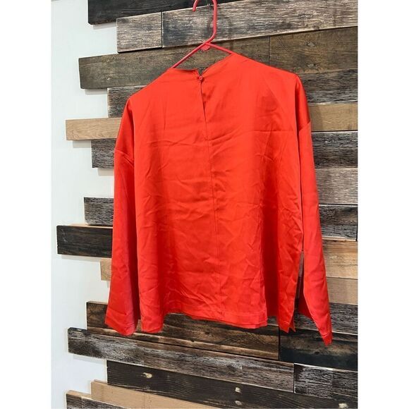 Eileen Fisher Heavyweight 100%Silk Charmeuse Funnel Neck Top blouse Sz M - Picture 2 of 6